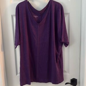 Eileen Fisher Purple V-Neck Tunic Top
